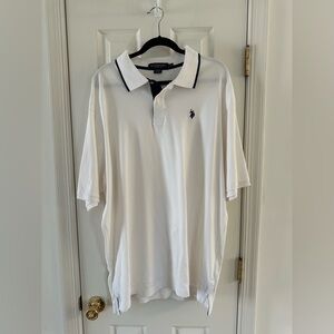 U.S. Polo Assn 2XLT White Polo Shirt Big & Tall Luxury Performance 100% cotton